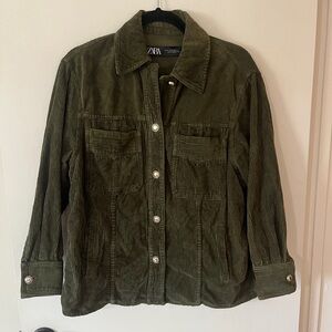 Zara Green Utility Jacket Corduroy Style